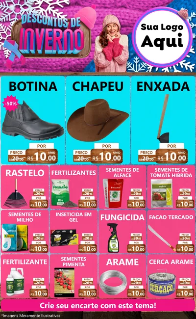 Modelo de Encarte para Encarte Grande com o tema Descontos de Inverno para Agropecuária