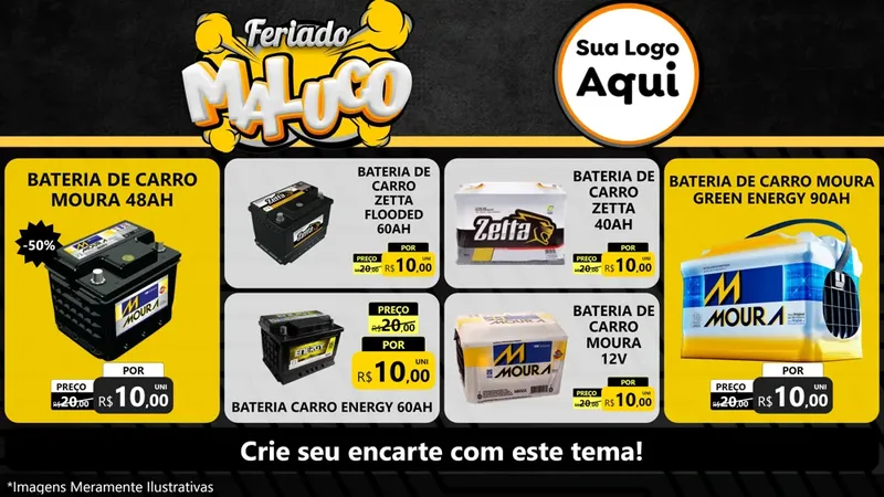 Modelo de TV para TV Horizontal com o tema Feriado Maluco para Baterias Elétricas