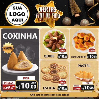 Modelo de Rede Social para Feed Facebook com o tema Ofertas de Fim de Ano para Salgadaria