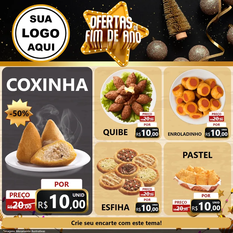 Modelo de Rede Social para Feed Facebook com o tema Ofertas de Fim de Ano para Salgadaria