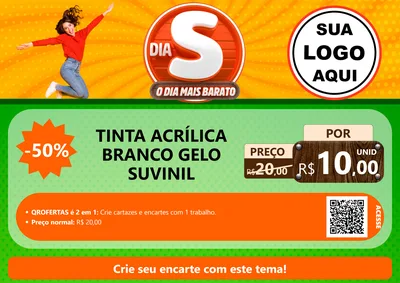 Modelo de Cartaz para Cartaz A4 Horizontal com o tema Dia S - O Dia Mais Barato para Tintas e Ferramentas