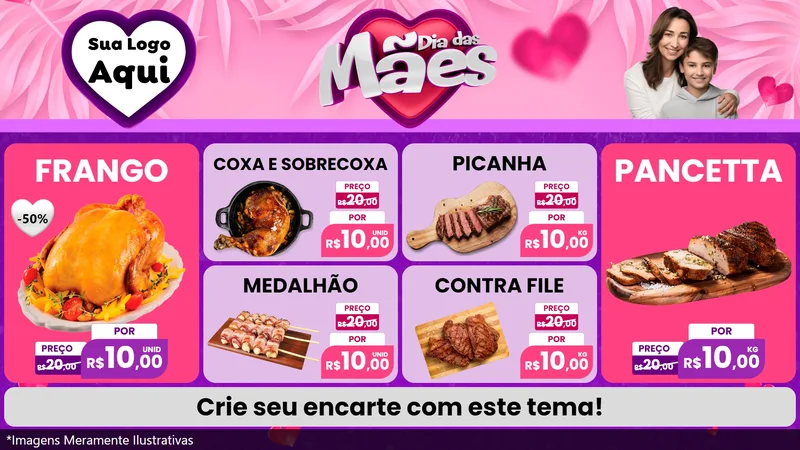 Modelo de TV para TV Horizontal com o tema Dia das Mães para Assados