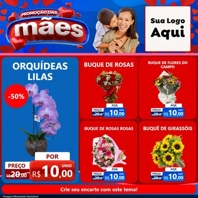 Modelo de Rede Social para Feed Facebook com o tema Promoção das Mães para Floricultura e jardim