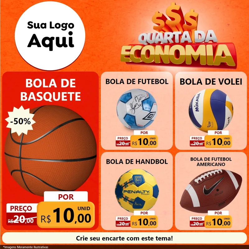 Modelo de Rede Social para Feed Facebook com o tema Quarta da Economia para Artigos Esportivos