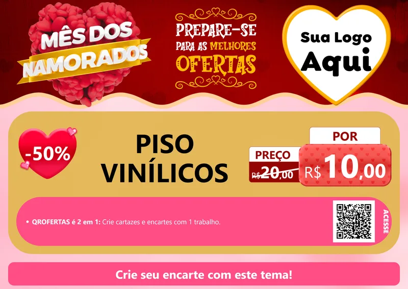 Modelo de Cartaz para Cartaz A4 Horizontal com o tema Mês dos Namorados para Material para Construção