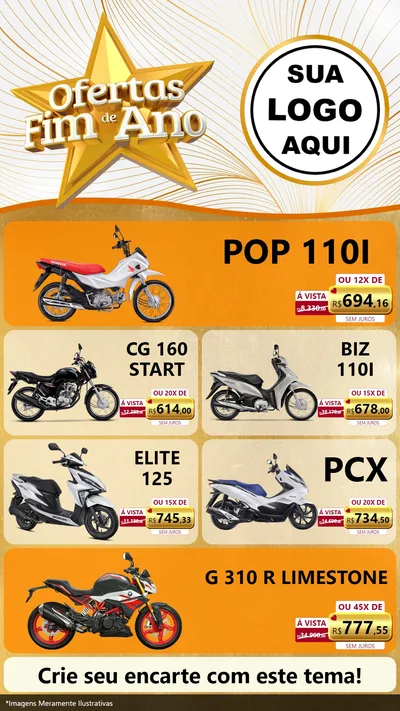 Modelo de TV para TV Vertical com o tema Ofertas Fim de Ano para Concessionaria de Motos