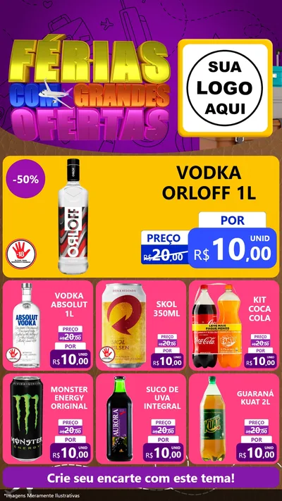 Modelo de Rede Social para Stories com o tema Férias com Grandes Ofertas para Distribuidora de bebidas