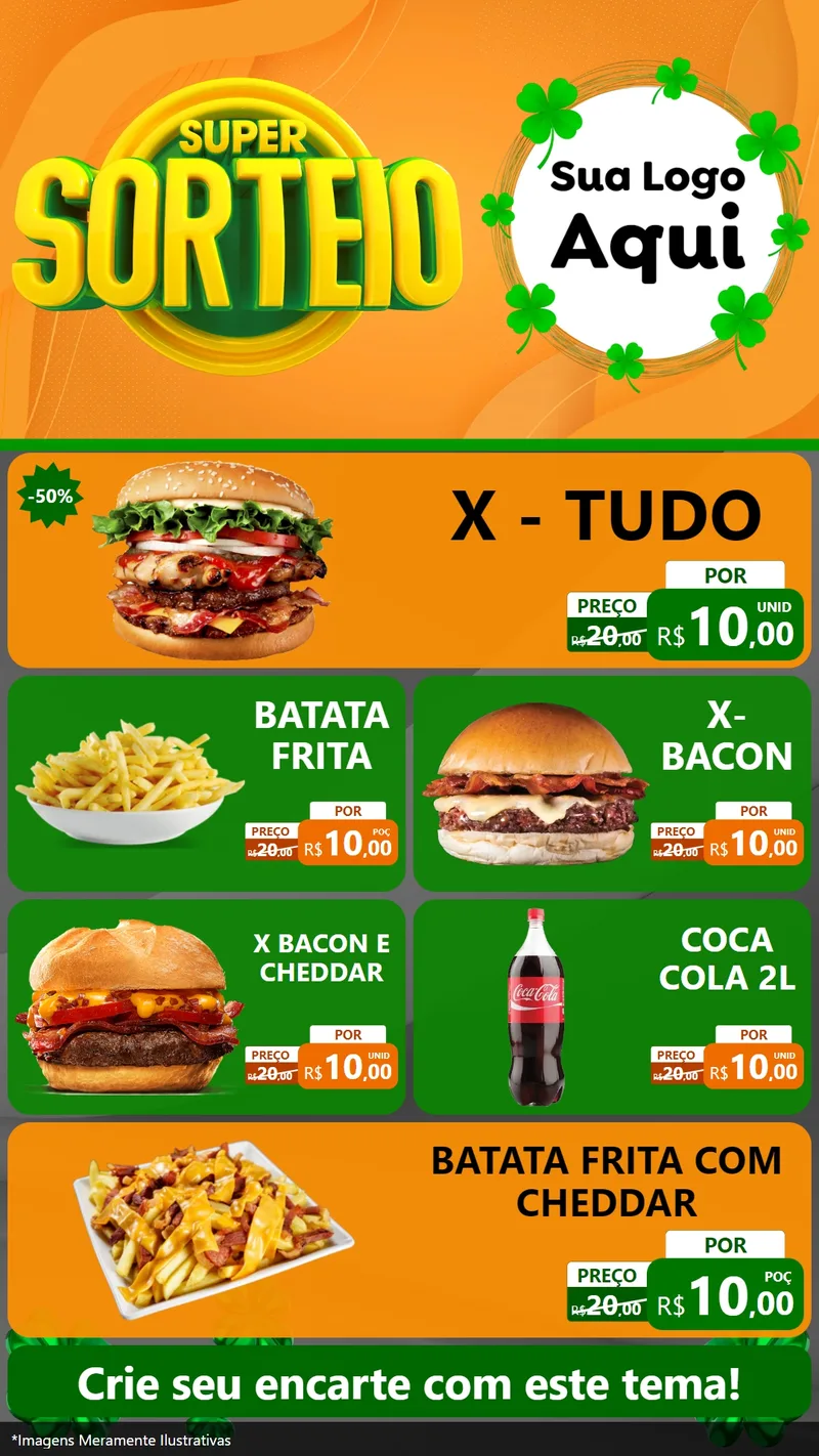 Modelo de TV para TV Vertical com o tema Super Sorteio para Hamburgueria