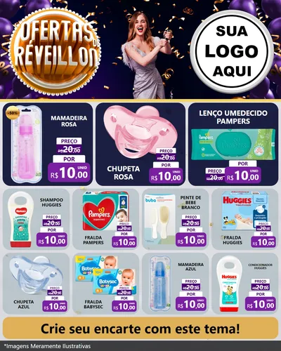 Modelo de Rede Social para Feed Instagram com o tema Ofertas de Réveillon para Bebês