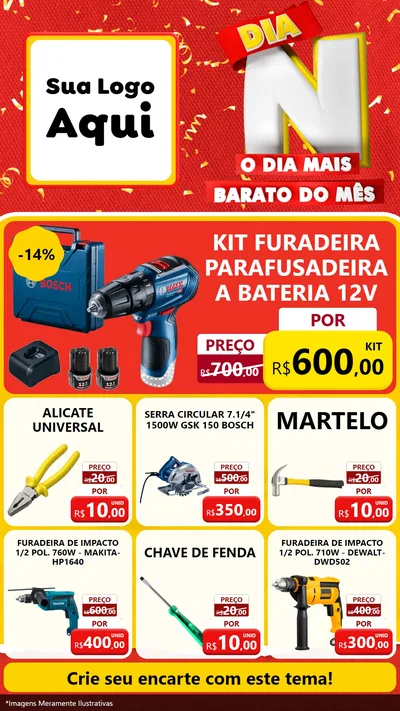 Modelo de Rede Social para Stories com o tema Dia N o Dia Mais Barato do Mês para Maquinas e Ferramentas