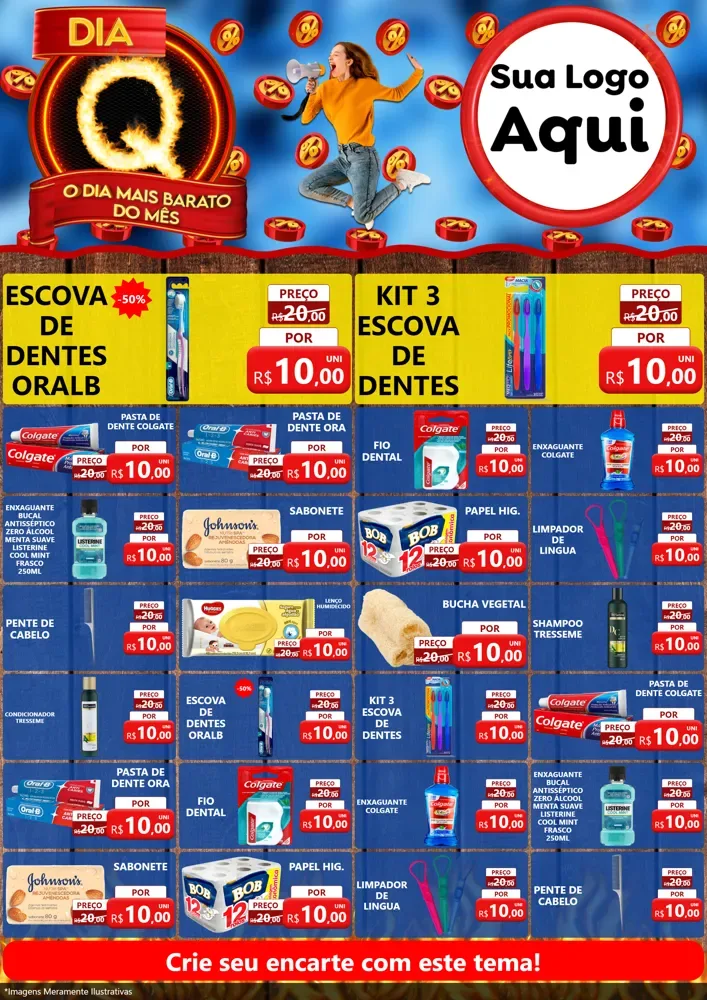 Modelo de Encarte para Encarte A4 Vertical com o tema Dia Q - O Dia Mais Barato Do Mês para Higiene Pessoal