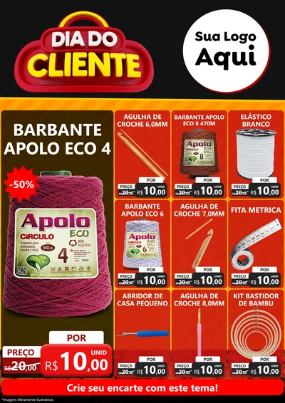 Modelo de Encarte para Encarte A4 Vertical com o tema Dia do Cliente para Armarinho e Aviamentos