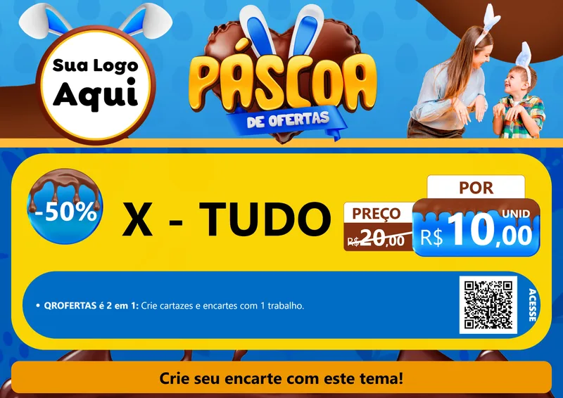 Modelo de Cartaz para Cartaz A4 Horizontal com o tema Páscoa de Ofertas para Hamburgueria