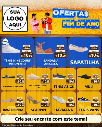 Modelo de Rede Social para Feed Instagram com o tema Ofertas de Fim de Ano para Calçados
