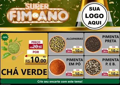 Modelo de Encarte para Encarte A4 Horizontal com o tema Super Fim de Ano para Produtos Naturais
