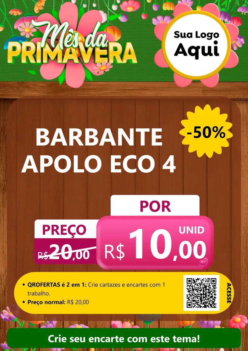 Modelo de Cartaz para Cartaz A4 Vertical com o tema Mês da Primavera para Armarinho e Aviamentos