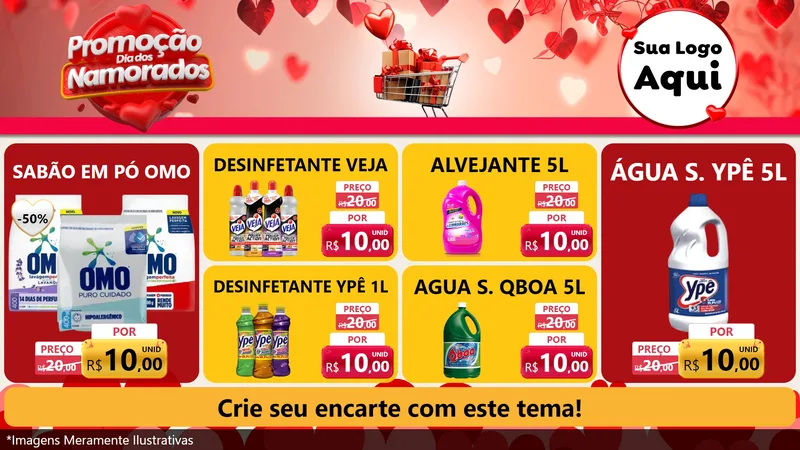 Modelo de TV para TV Horizontal com o tema Promoção Dia dos Namorados para Produtos de Limpeza