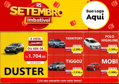 Modelo de Encarte para Encarte A4 Horizontal com o tema Setembro Imbatível para Concessionaria de Carros