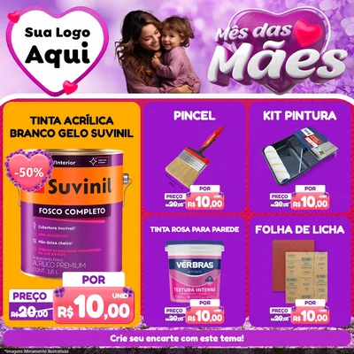 Modelo de Rede Social para Feed Facebook com o tema Mês das Mães para Tintas e Ferramentas