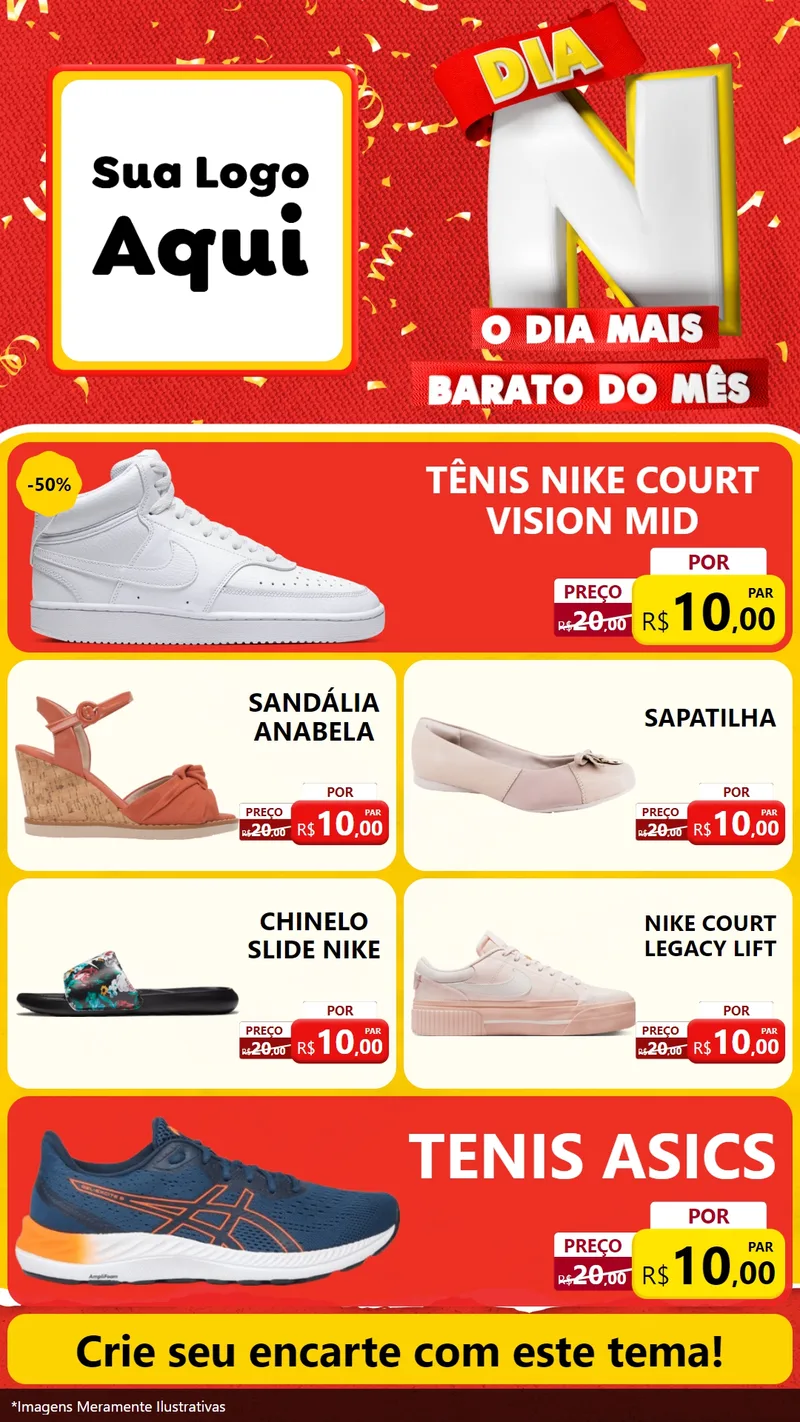 Modelo de TV para TV Vertical com o tema Dia N o Dia Mais Barato do Mês para Calçados