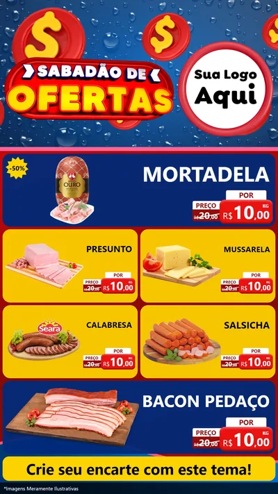 Modelo de TV para TV Vertical com o tema Sabadão de Ofertas para Frios e Laticínios