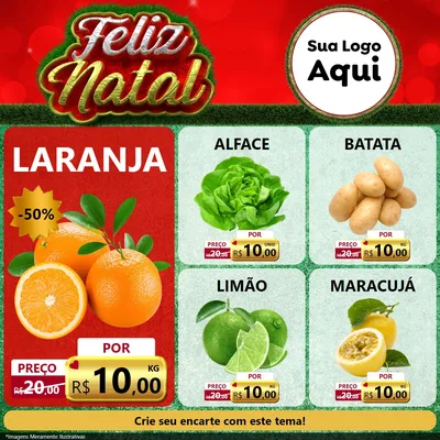 Modelo de Rede Social para Feed Facebook com o tema Feliz Natal para Hortifrúti