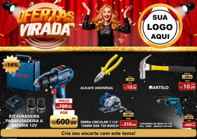 Modelo de Encarte para Encarte A4 Horizontal com o tema Ofertas da Virada para Maquinas e Ferramentas