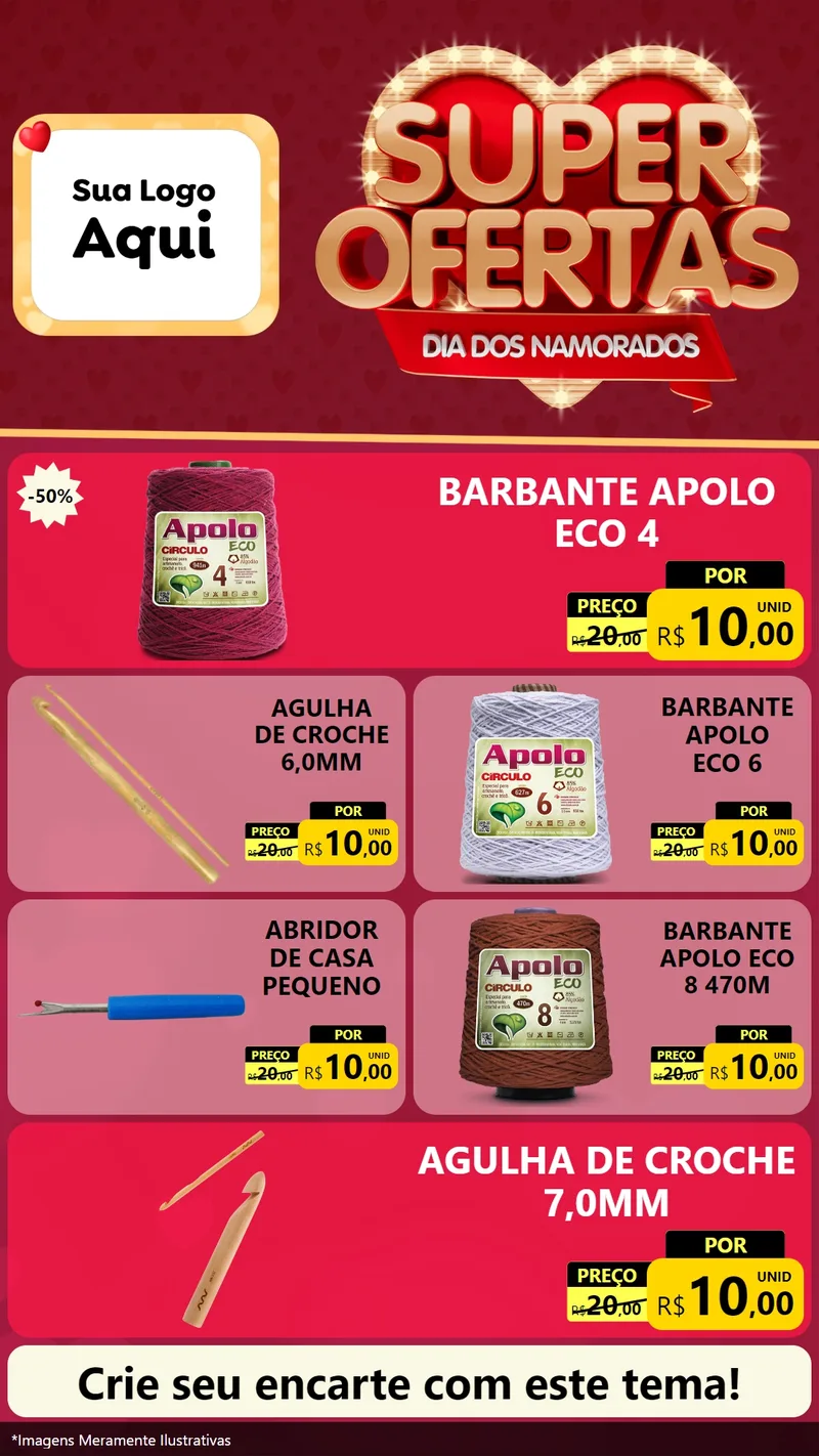 Modelo de TV para TV Vertical com o tema Dia dos Namorados para Armarinho e Aviamentos