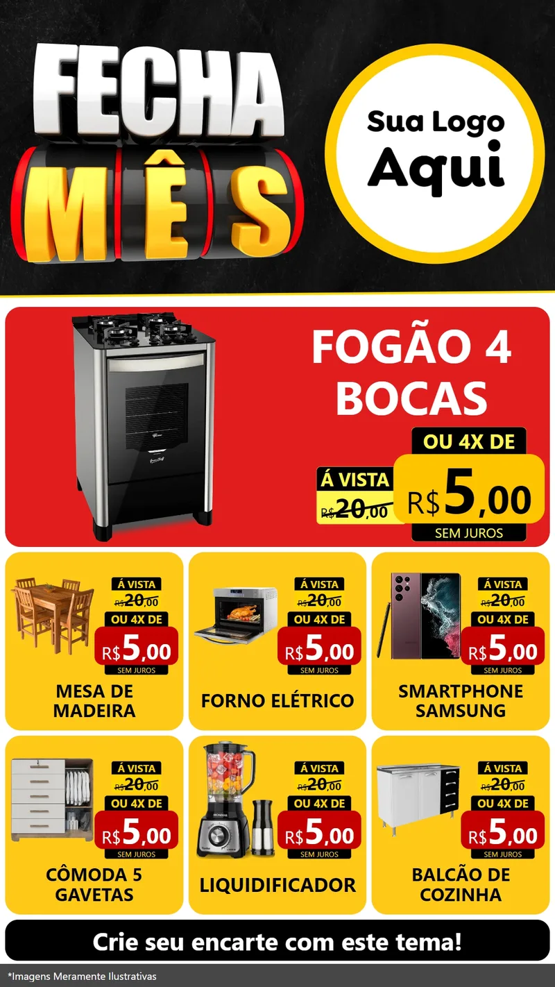 Modelo de Rede Social para Stories com o tema Fecha Mês para Móveis e Eletro