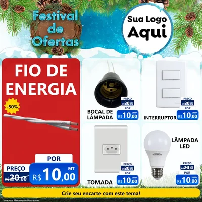 Modelo de Rede Social para Feed Facebook com o tema Festival de Ofertas - Inverno para Materiais Elétricos