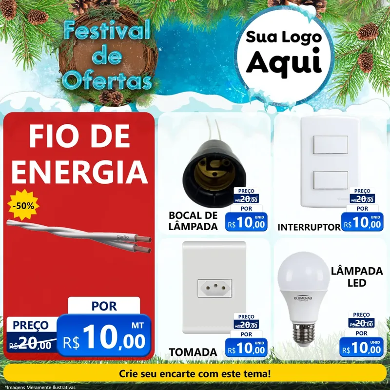 Modelo de Rede Social para Feed Facebook com o tema Festival de Ofertas - Inverno para Materiais Elétricos