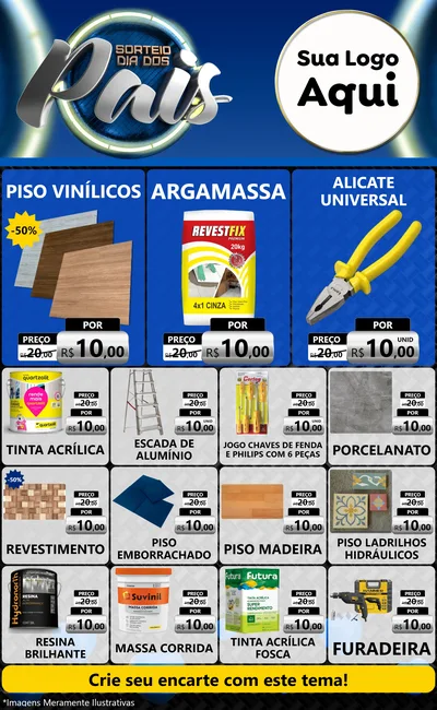 Modelo de Encarte para Encarte Grande com o tema Sorteio Dia Dos Pais para Material para Construção