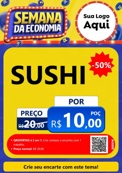 Modelo de Cartaz para Cartaz A4 Vertical com o tema Semana da Economia para Comida japonesa