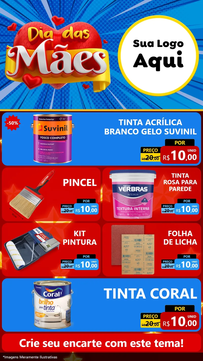Modelo de TV para TV Vertical com o tema Dia das Mães para Tintas e Ferramentas