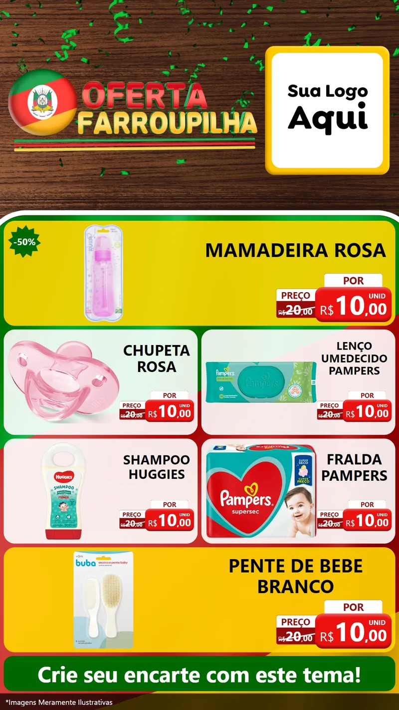 Modelo de TV para TV Vertical com o tema Oferta Farroupilha para Bebês