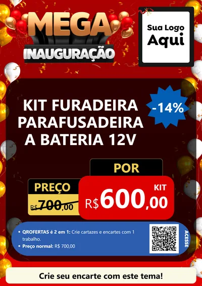 Modelo de Cartaz para Cartaz A4 Vertical com o tema Mega Inauguração para Maquinas e Ferramentas