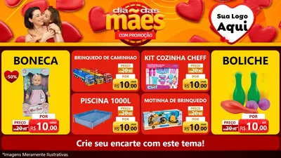 Modelo de TV para TV Horizontal com o tema Dia das Mães com Promoção para Brinquedos