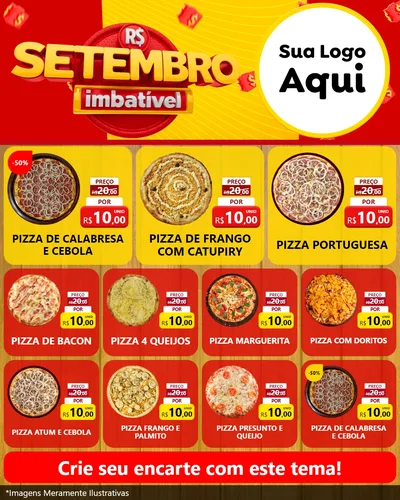Modelo de Rede Social para Feed Instagram com o tema Setembro Imbatível para Pizzaria