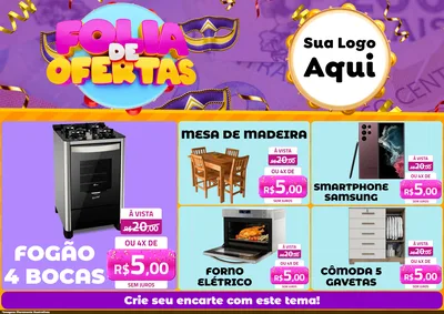 Modelo de Encarte para Encarte A4 Horizontal com o tema Folia de Ofertas para Móveis e Eletro