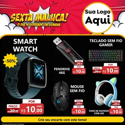 Modelo de Rede Social para Feed Facebook com o tema Sexta Maluca! para Informática