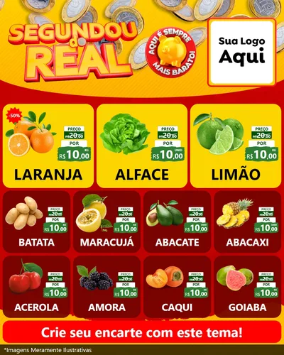 Modelo de Rede Social para Feed Instagram com o tema Segundou do Real para Hortifrúti
