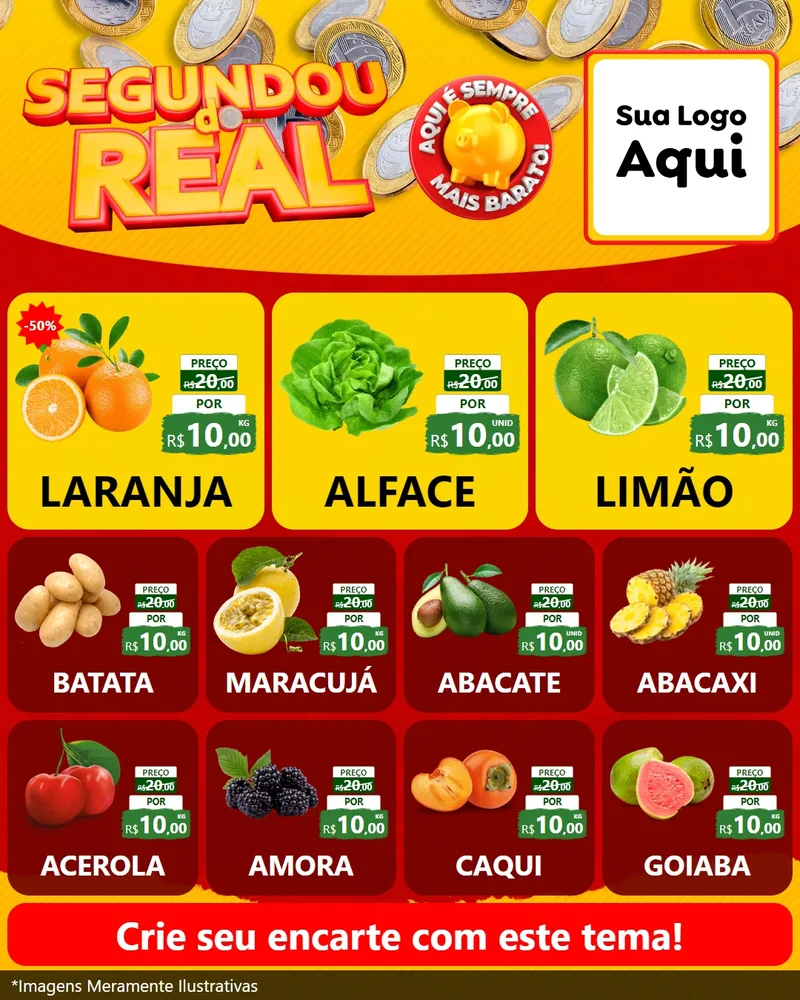 Modelo de Rede Social para Feed Instagram com o tema Segundou do Real para Hortifrúti