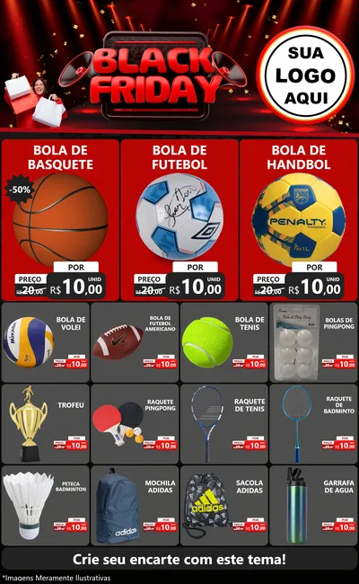 Modelo de Encarte para Encarte Grande com o tema Black Friday para Artigos Esportivos