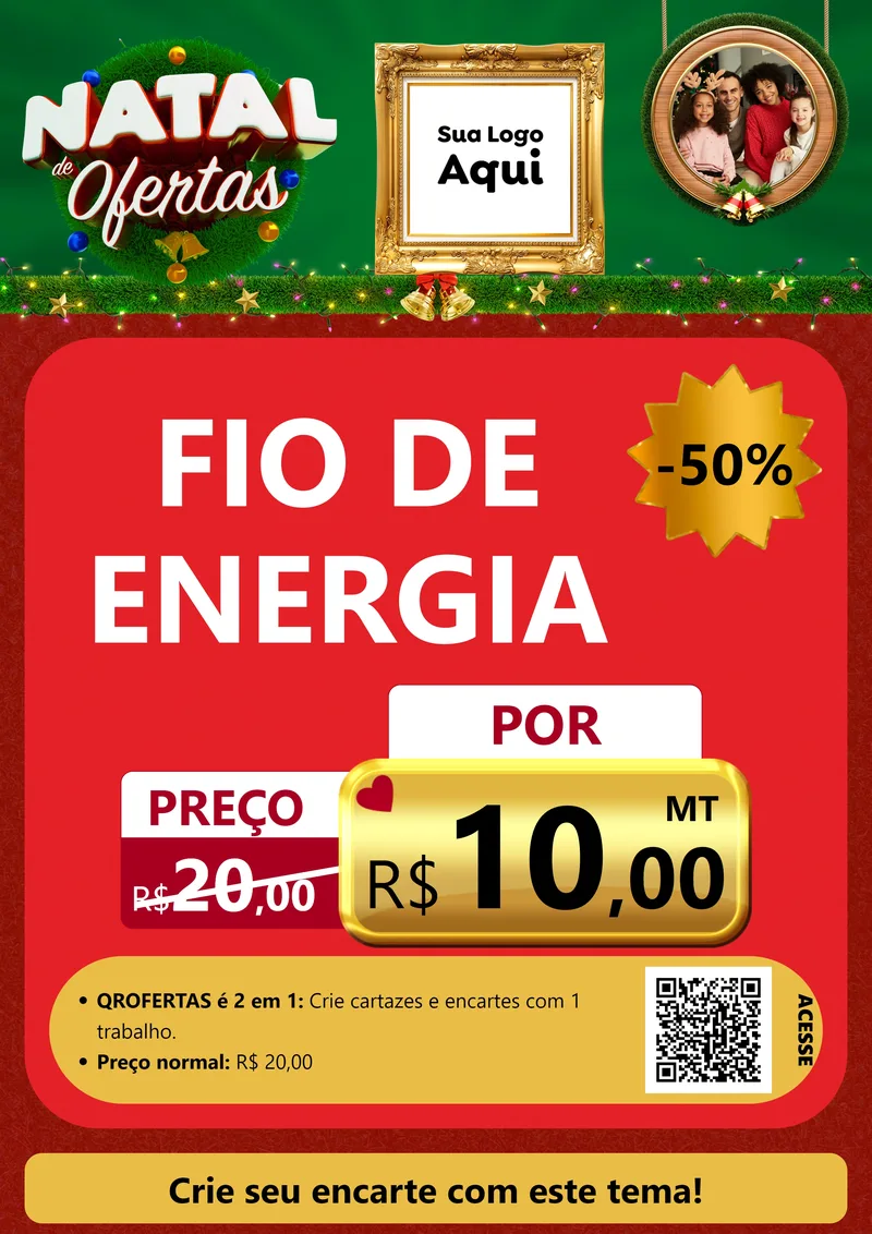 Modelo de Cartaz para Cartaz A4 Vertical com o tema Natal de Ofertas para Materiais Elétricos