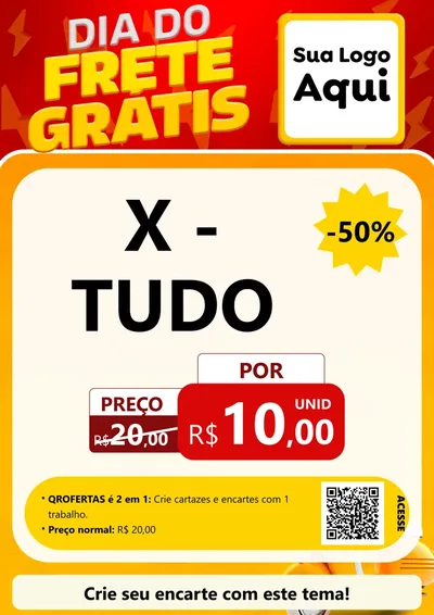 Modelo de Cartaz para Cartaz A4 Vertical com o tema Dia do Frete Grátis para Hamburgueria