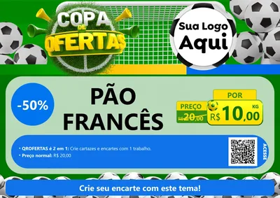 Modelo de Cartaz para Cartaz A4 Horizontal com o tema Copa De Ofertas para Padaria
