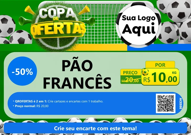 Modelo de Cartaz para Cartaz A4 Horizontal com o tema Copa De Ofertas para Padaria