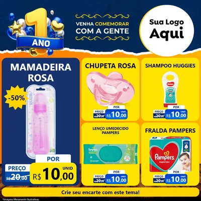 Modelo de Rede Social para Feed Facebook com o tema Um Ano de Aniversário para Bebês
