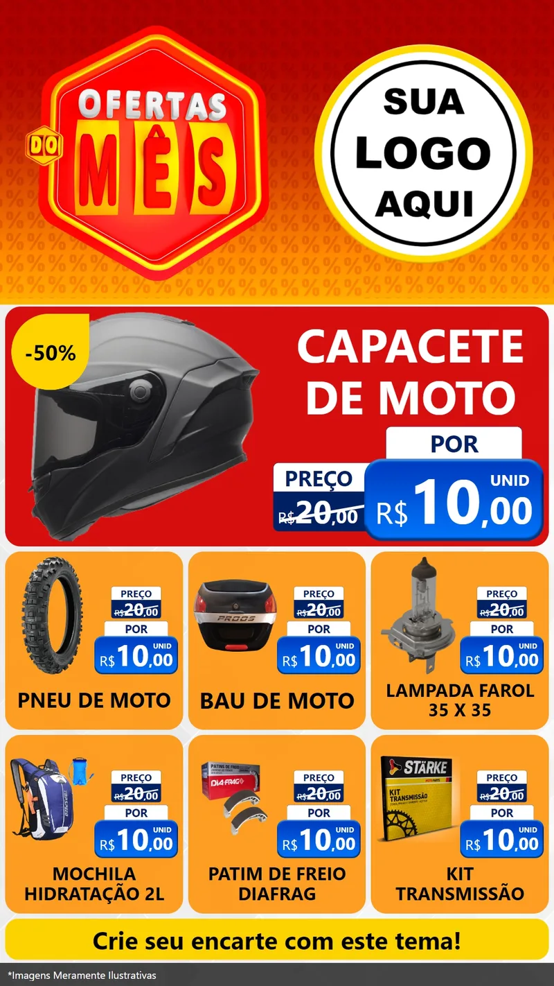 Modelo de Rede Social para Stories com o tema Ofertas do Mês para Moto peças
