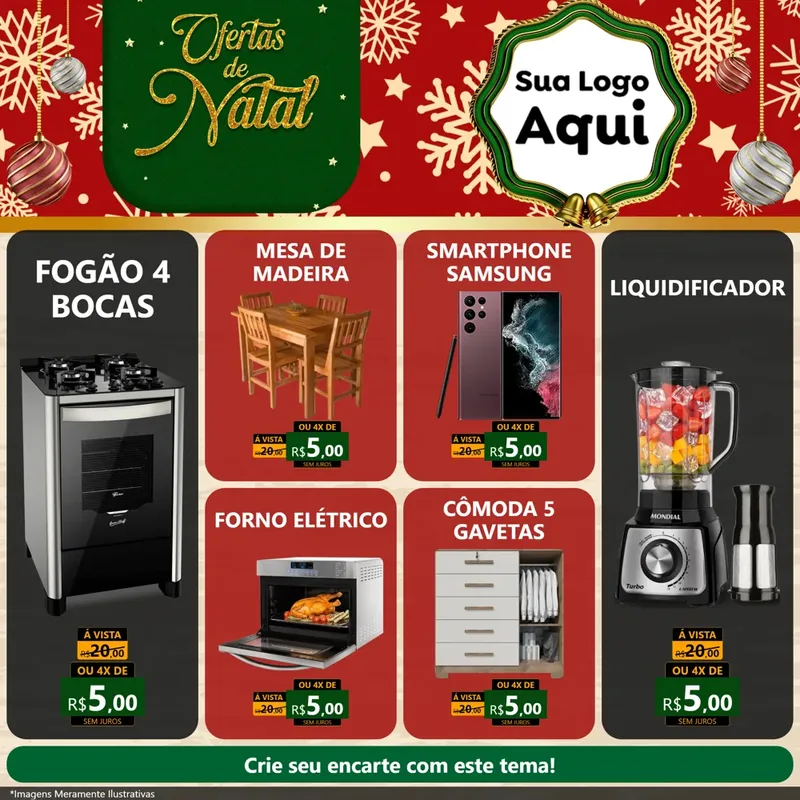 Modelo de Rede Social para Feed Facebook com o tema Natal de Ofertas para Móveis e Eletro